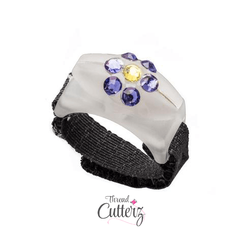 Crystallized Purple Flower Pattern Glow-in-the-Dark Ring