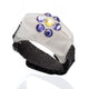 Crystallized Purple Flower Pattern Glow-in-the-Dark Ring