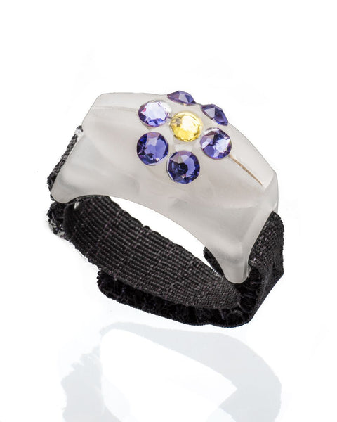 Crystallized Purple Flower Pattern Glow-in-the-Dark Ring